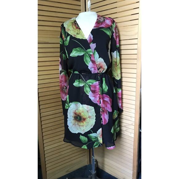 NWT KOOPLES FLORAL PRINT V-NECK DRESS Size 3/L - Picture 1 of 4